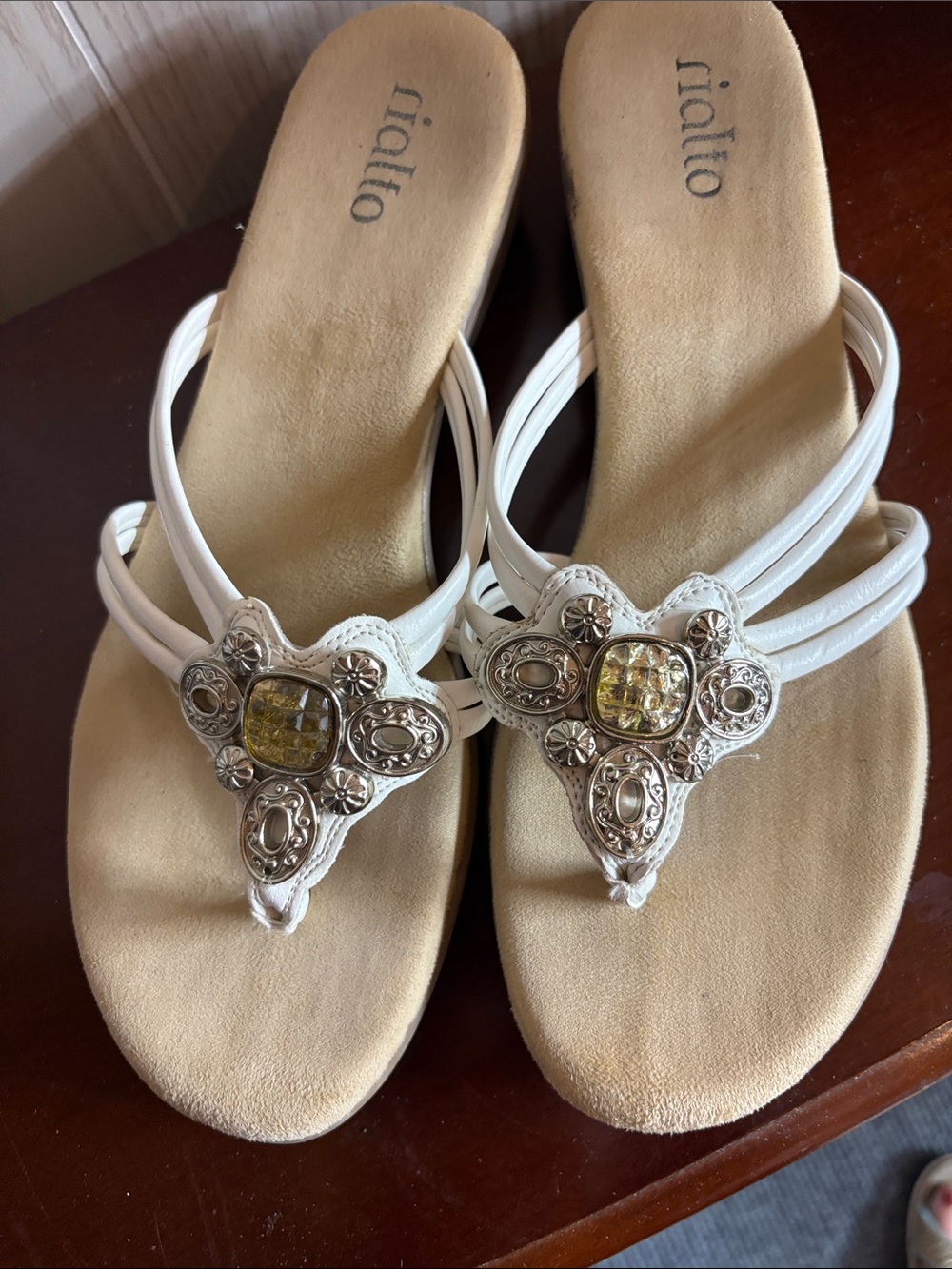 Rialto White Sandal with Silver-Tone and Gold Accents